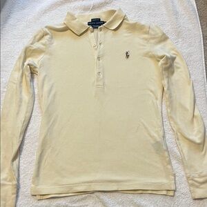 Polo by Ralph Lauren Cream traditional 3 button polo Long Sleeve Shirt